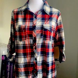 Women Plaid Button Down Top